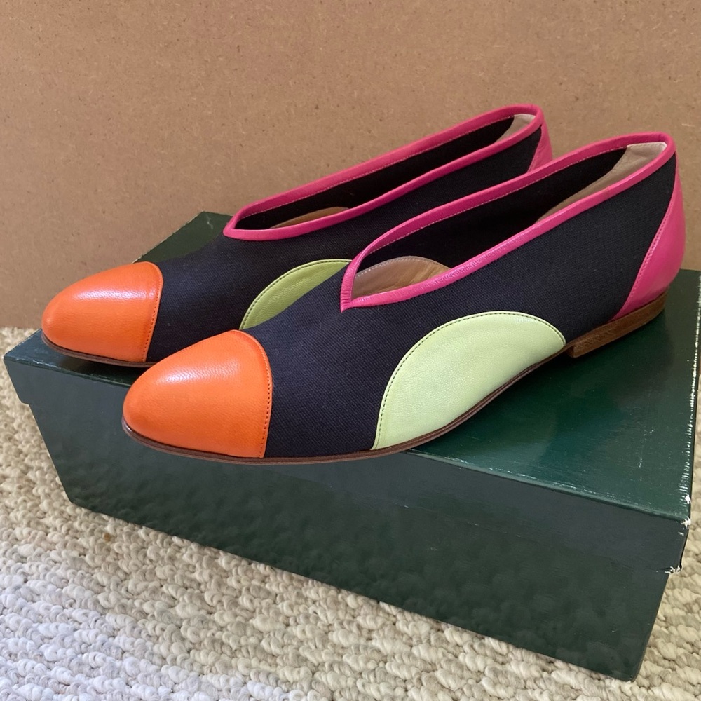 Vintage 80s Maud Frizon Club colorblock flats shoes 37/6.5 with box - Picture 1 of 10
